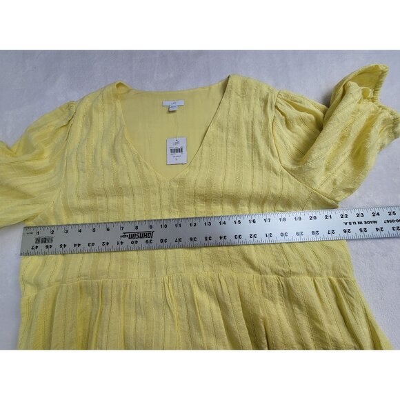 J. Jill Womens Pineapple Yellow Short Sleeve Tiered V-Neck Midi Dress Large New - Picture 7 of 9
